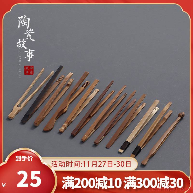 Story manual antiskid against hot ChaGa bamboo tweezers with kung fu tea cups 6 gentleman accessories