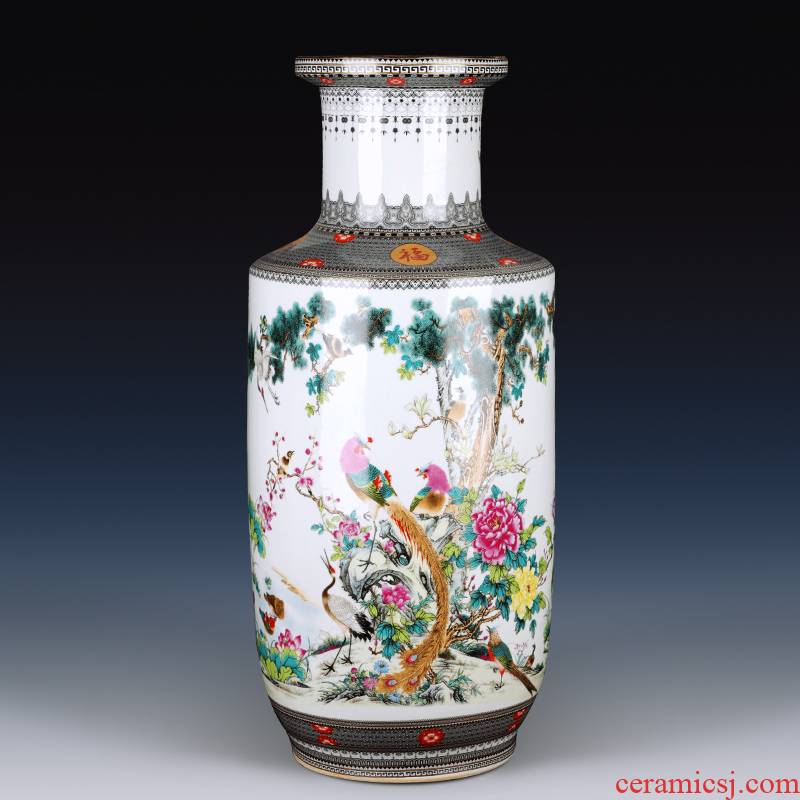 Jingdezhen ceramics powder enamel of large vase simulation flower flower high living room TV ark, furnishing articles ornaments