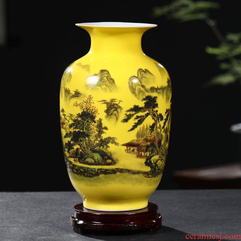 Porcelain of jingdezhen ceramics yellow peony vases, flower arranging rich ancient frame decoration furniture furnishing articles sitting room