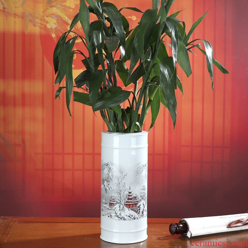 Lucky bamboo vase hydroponic jingdezhen ceramic furnishing articles dried flower arranging flowers sitting room of Chinese style office desktop decoration