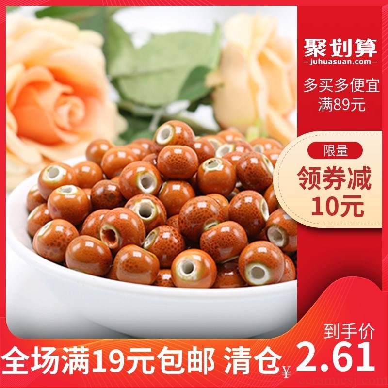 Jingdezhen high temperature ceramic beads orange colored glaze doug bead bracelet necklace beads 6 ~ 10 mm of diy