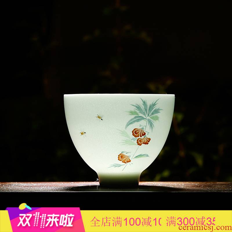 The Poly real boutique scene masters cup kung fu jingdezhen ceramic sample tea cup hand - made white porcelain cups celadon tea set S