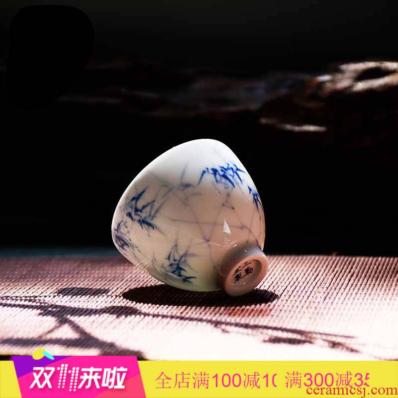 The Poly real boutique scene do sample tea cup single CPU master cup jingdezhen bells small ceramic cups kung fu tea set