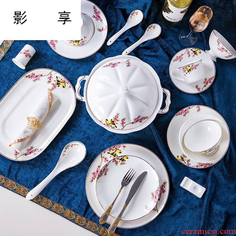 Shadow enjoy dishes suit household up phnom penh European - style ipads porcelain tableware chopsticks contracted combination of jingdezhen ceramic gifts L