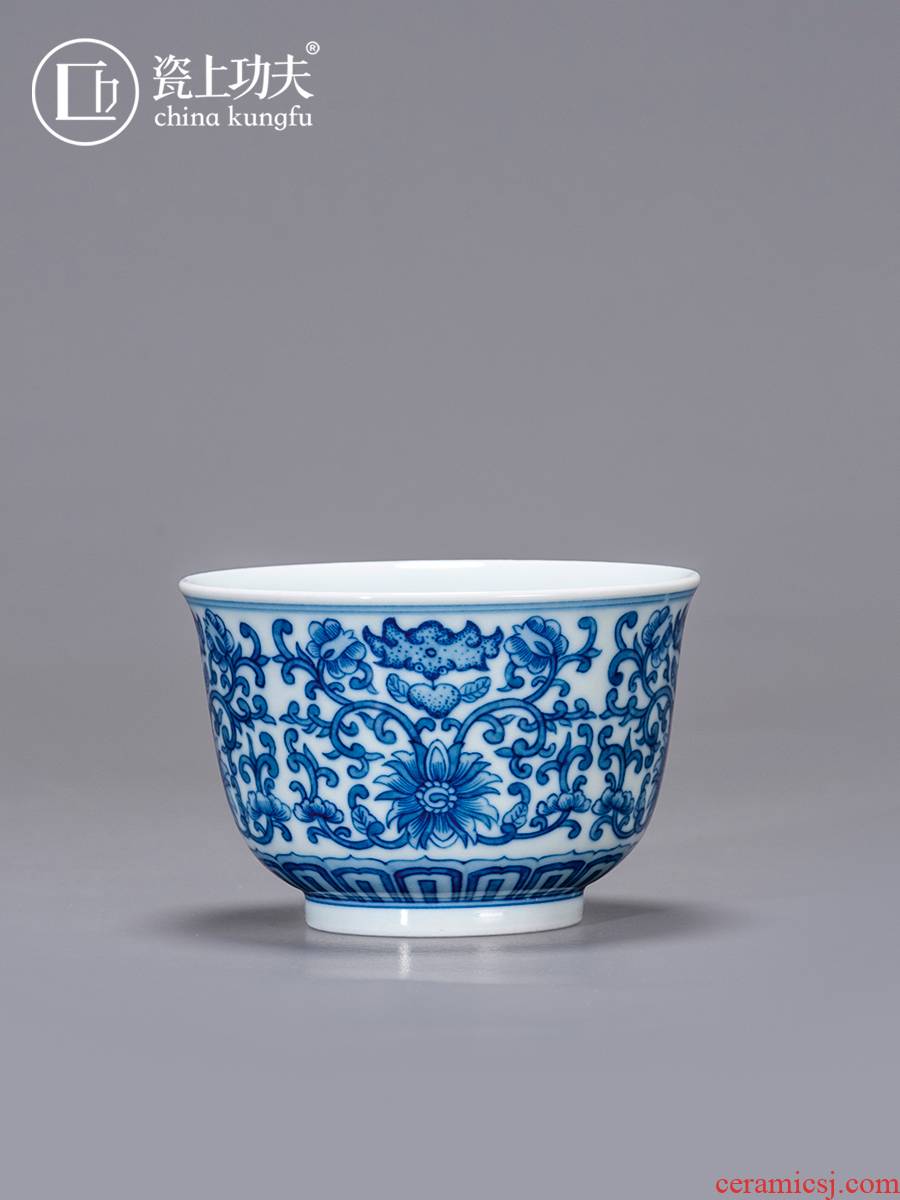 Kung fu pure manual hand - made porcelain tea cups on porcelain of jingdezhen ceramic sample tea cup cup a single master
