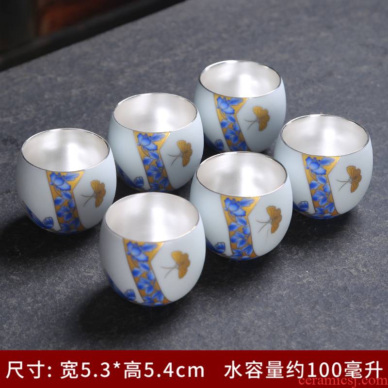 Tasted silver gilding tea master cup single CPU single sample tea cup white porcelain tea set private custom kung fu tea cups