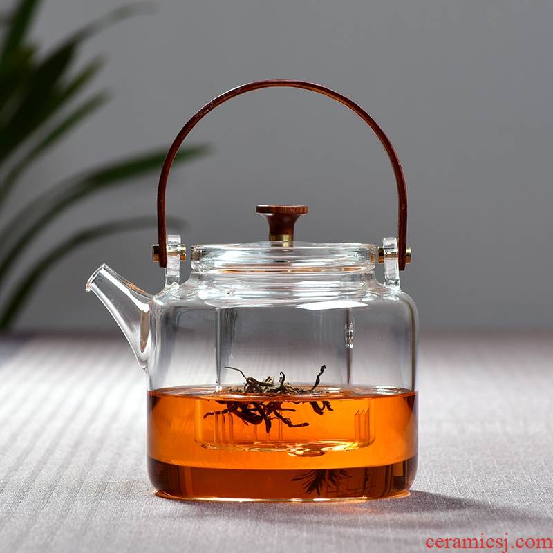 New feather glass teapot thickening high - temperature steam boiling tea household small electrical TaoLu kung fu tea set
