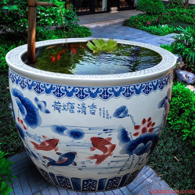 Jingdezhen ceramic flower pot water lily always LianHe basin of cycas garden villa flowers flowers cylinder goldfish bowl furnishing articles to plant trees
