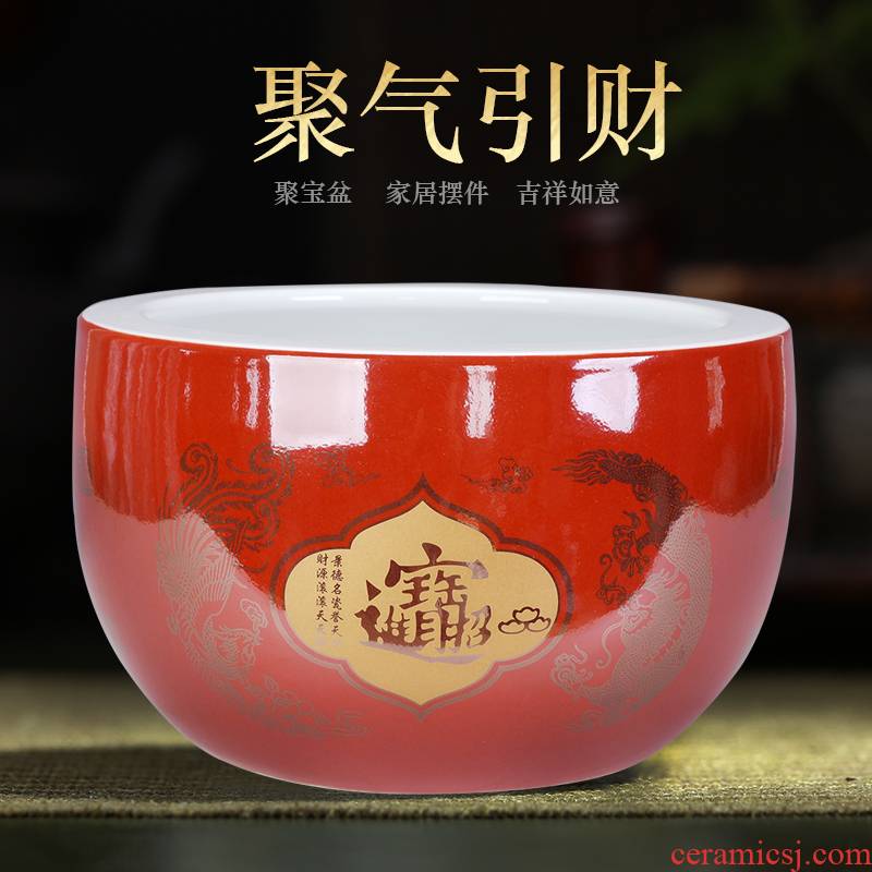 Jingdezhen ceramic marriage red cornucopia save cylinder porcelain furnishing articles lucky handicrafts and household large living room