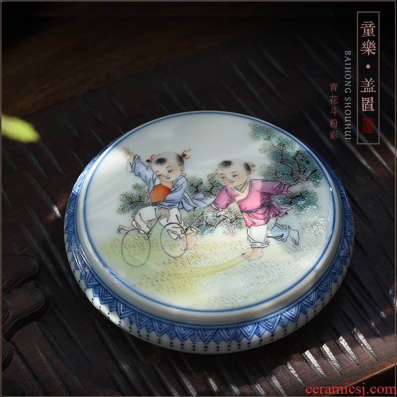 Hundred hong lad cover rear cover supporting manual hand bucket of blue and white porcelain enamel jingdezhen ceramic tea set tea furnishing articles