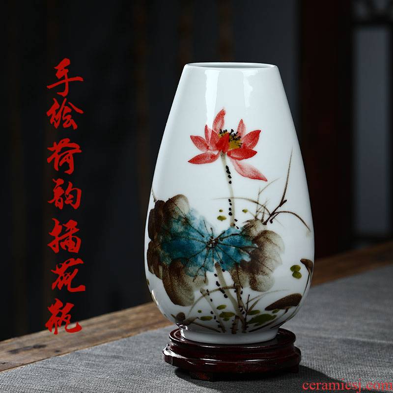 Jingdezhen ceramics hand - made Chinese vase peony lotus flower arranging home decoration wine crafts are sitting room