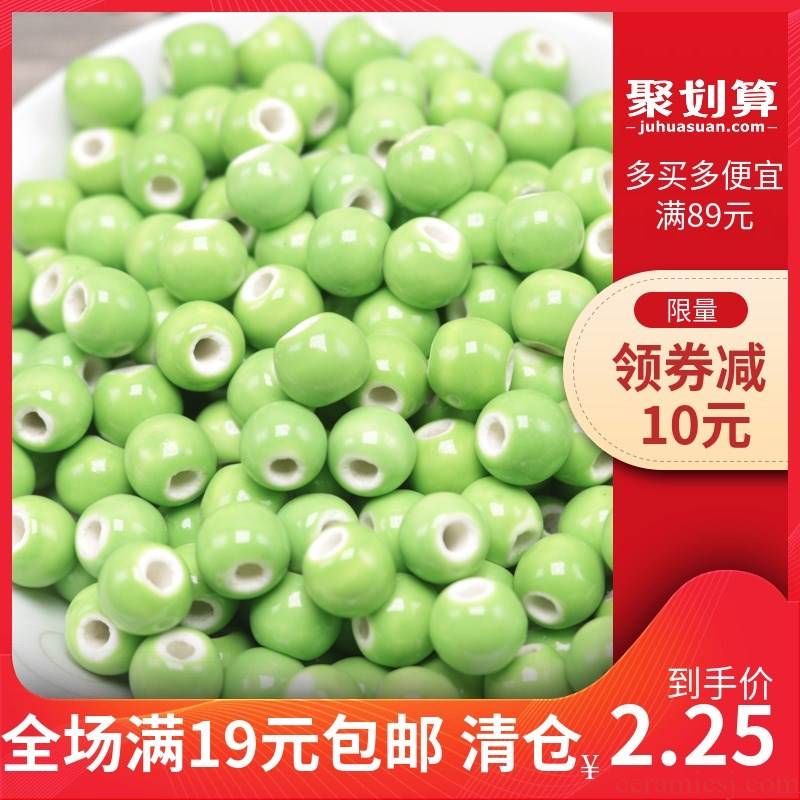 Candy color fruit - green ceramic beads size porcelain beads scattered beads thanks deserve to act the role of arts and crafts Chinese knot accessories, 8 mm