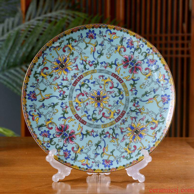 10 new Chinese style household ipads porcelain in jingdezhen ceramics shallow pan Pacific Ocean deep dish colored enamel antique plate