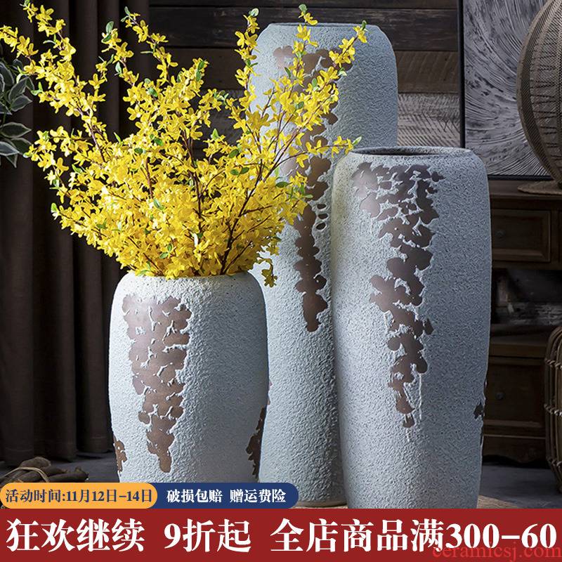 Jingdezhen I and contracted sitting room put false ceramic vase flower restaurant furnishing articles pottery VAT landing large flower pot