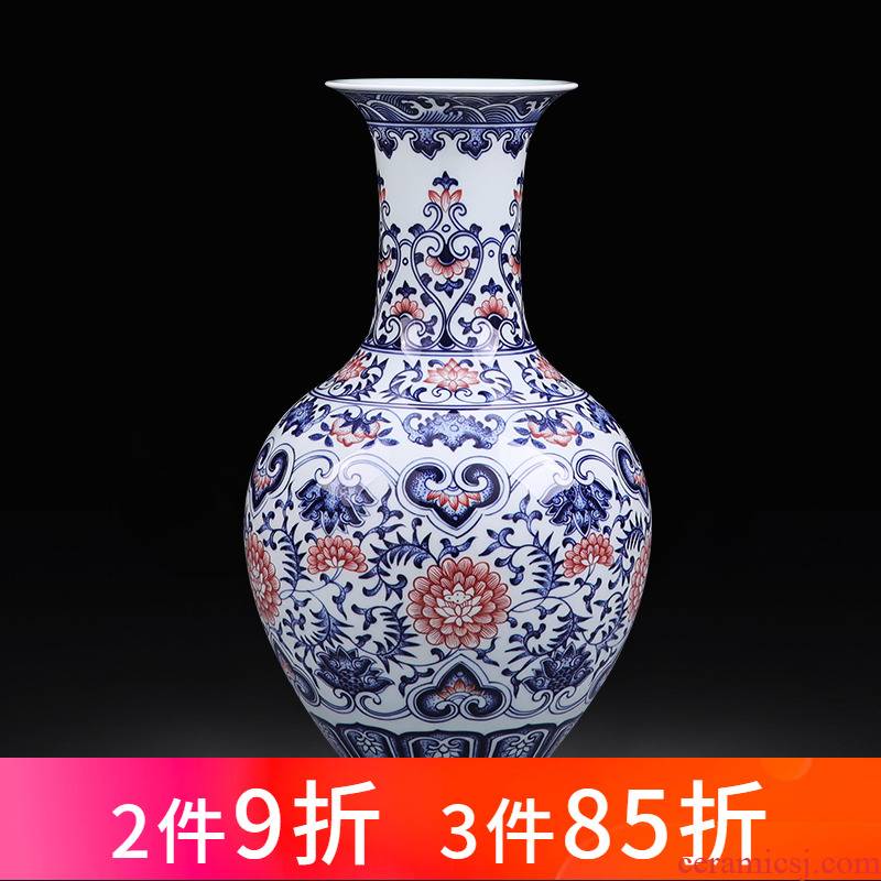 Jingdezhen ceramics antique hand - made large blue and white porcelain vase of new Chinese style household living room TV cabinet decoration