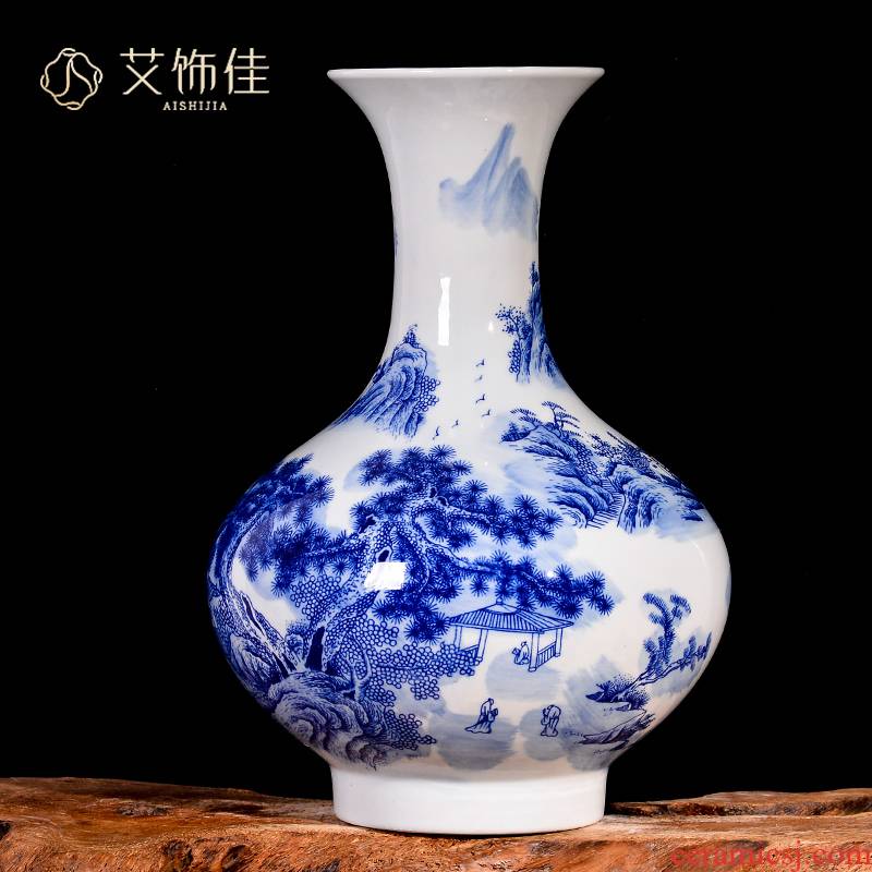 Jingdezhen blue and white porcelain ceramic vase sitting room porch landscape of modern household contracted place decorative arts and crafts