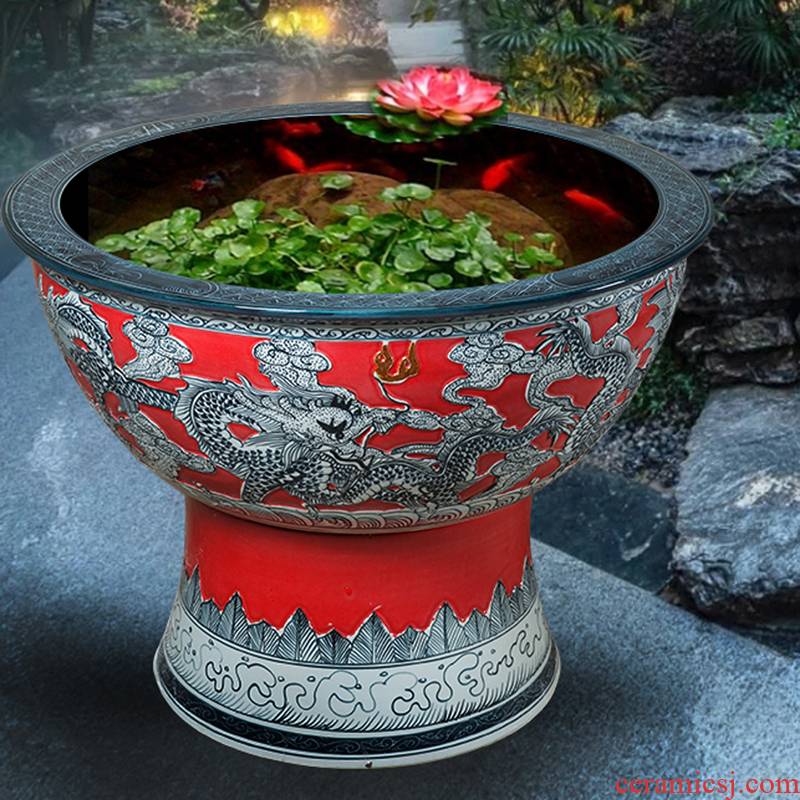 The Base cylinder with jingdezhen flowerpot goldfish bowl lotus basin furnishing articles courtyard the tortoise ceramic water lily porcelain cylinder column