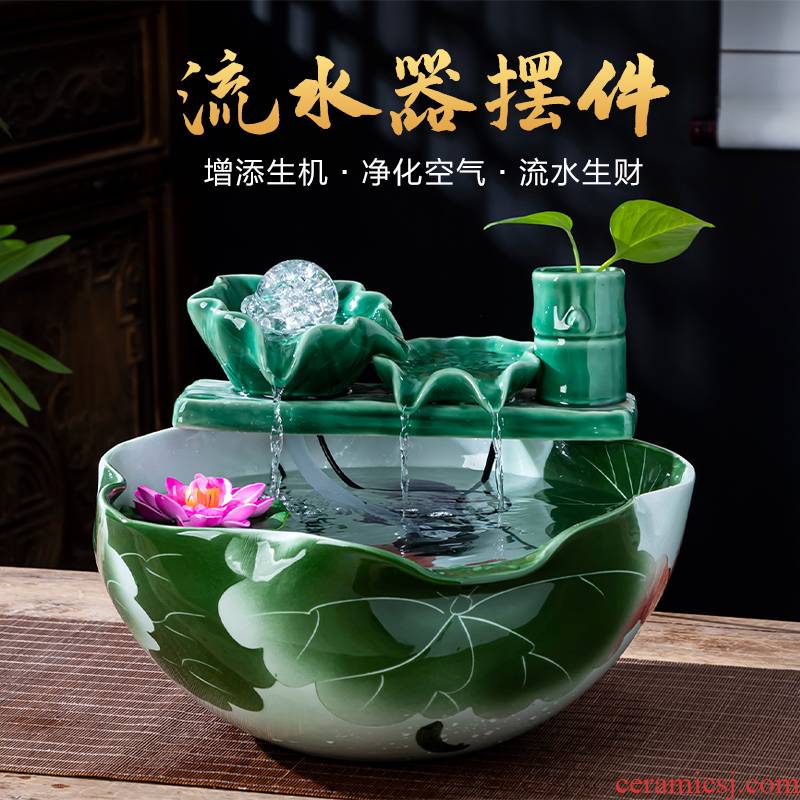 Jingdezhen chinaware lotus water furnishing articles air humidification water aquarium home office decorations