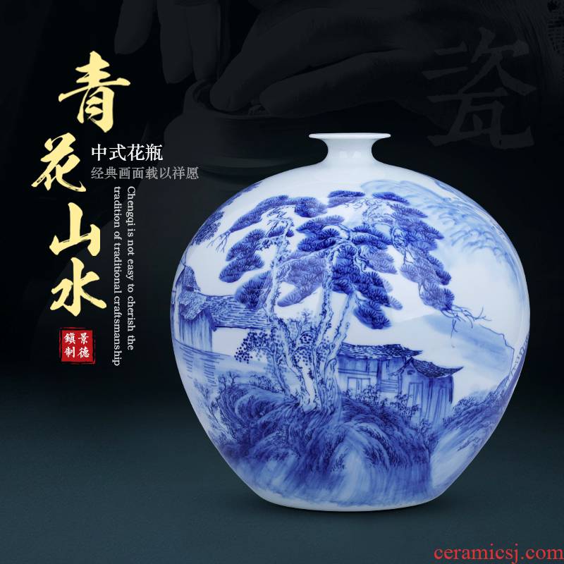 Hand - made antique blue and white porcelain vase furnishing articles and TV ark is the sitting room of Chinese style restoring ancient ways is rich ancient frame home decoration ceramics