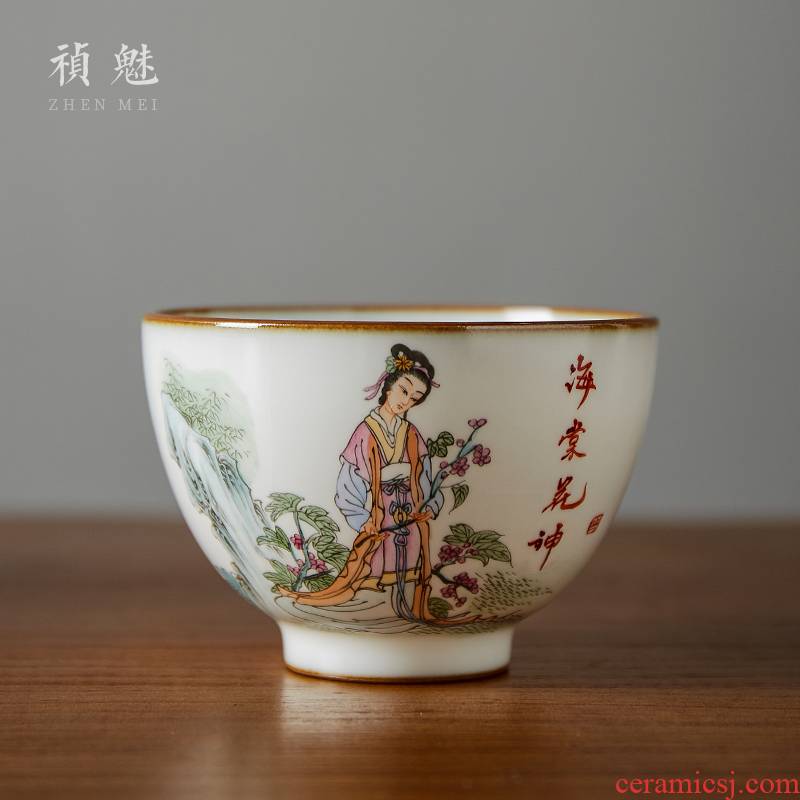 Shot incarnate your up hand - made twelve flora of jingdezhen ceramic kung fu tea set individual sample tea cup master cup single CPU