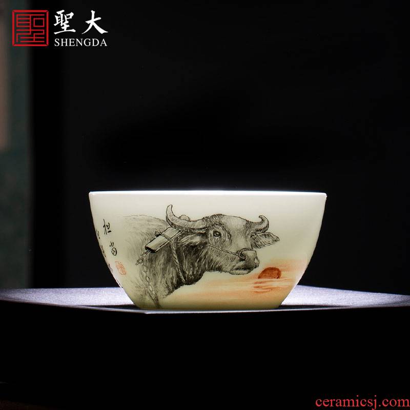 St of teacups hand - made ceramic kung fu new color bear lie great lamp cup sample tea cup manual of jingdezhen tea service master
