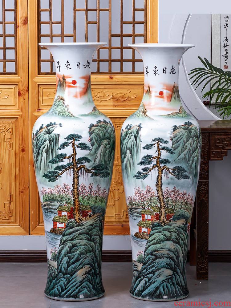Jingdezhen ceramic hand - made landing big vase high furnishing articles to heavy Chinese office decoration for the opening large sitting room