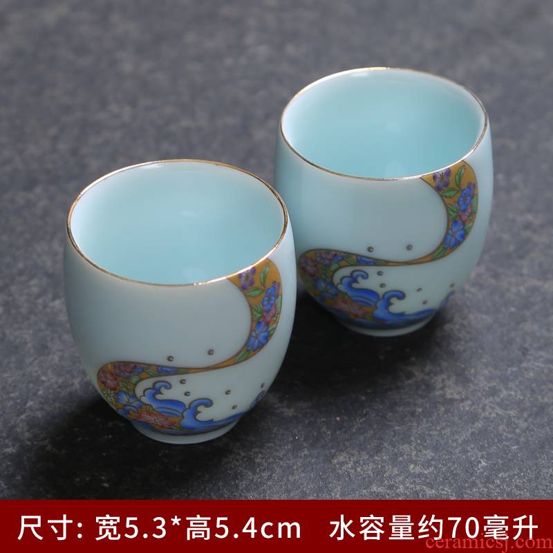 Celadon sample tea cup master cup single CPU fragrance - smelling cup kung fu tea set jingdezhen ceramic hand - made personal small bowl