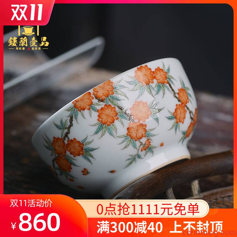 All hand - made pastel blue and white landscape within the Chinese flowering crabapple jingdezhen ceramic cups kung fu tea cup with a large master list