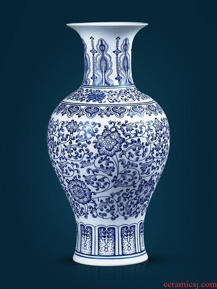 Jingdezhen blue and white porcelain ceramic vases, sitting room of Chinese style household flower arranging, TV ark, adornment rich ancient frame furnishing articles