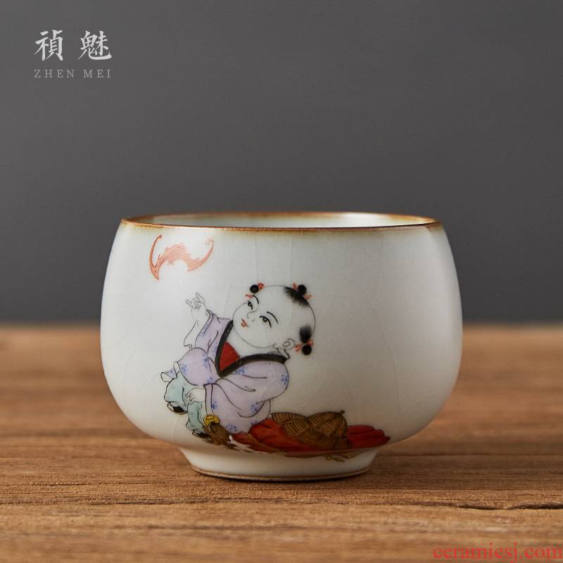 Shot incarnate the hand - made lad fortune your up open cup of jingdezhen ceramic kung fu tea set sample tea cup master cup single CPU