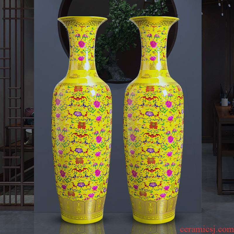 Jingdezhen ceramics China red vase landing extra large hotel opening gifts porcelain of sitting room adornment is placed