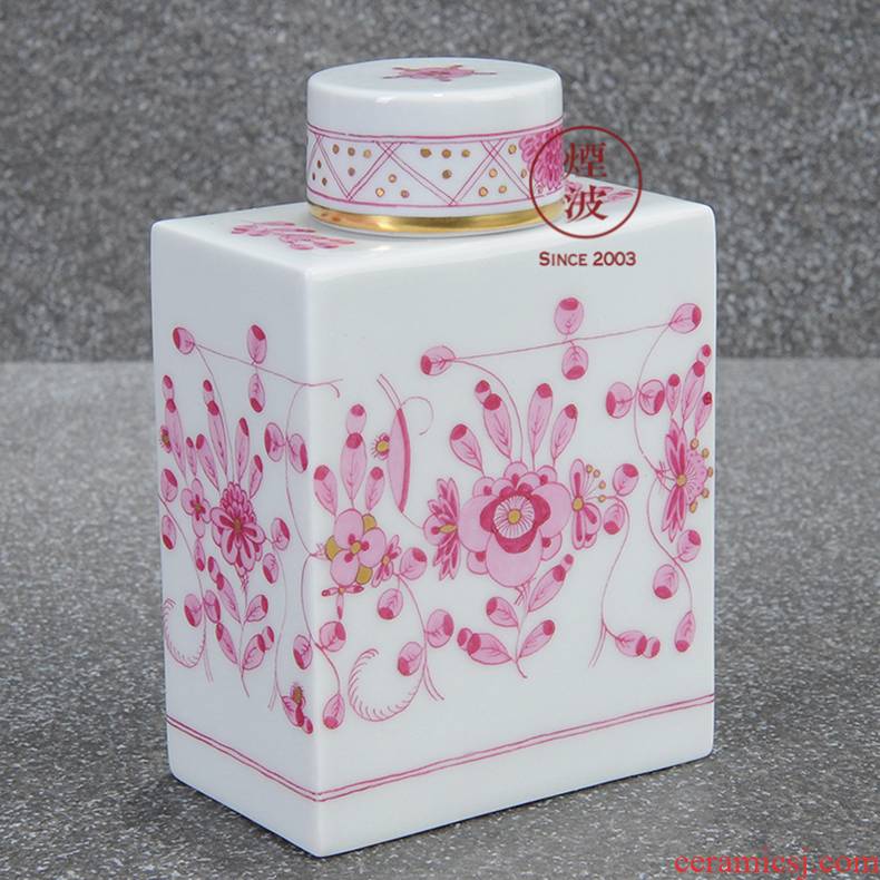 German mason mason meisen porcelain new clipping pink flower India caddy fixings