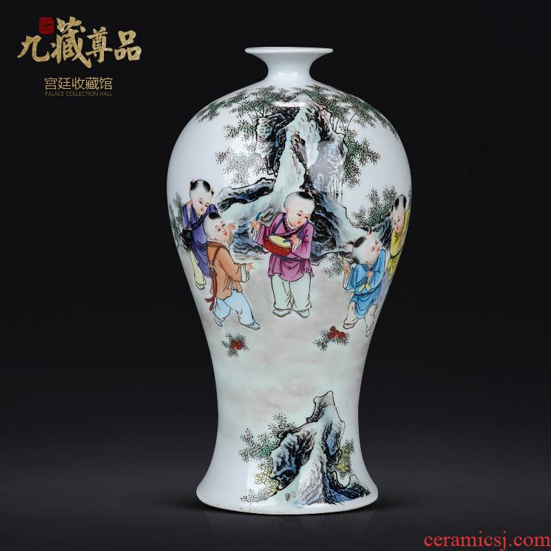 Dong - Ming li master hand draw the lad vase of jingdezhen ceramics Chinese style living room TV cabinet porch is decorated furnishing articles