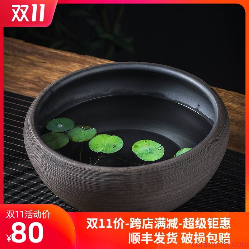 Ceramic aquarium sitting room small goldfish desktop office furnishing articles water lily lotus potted flower tortoise cylinder household to breed fish