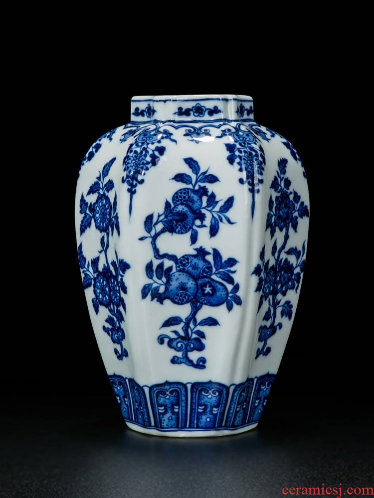 JingDe household ceramic vase furnishing articles sitting room adornment imitation the qing qianlong antique hand - made maintain blue small vase