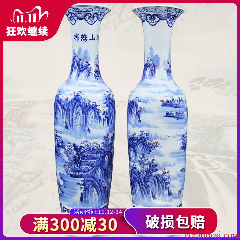 223 jingdezhen ceramic floor big hand blue and white porcelain vase splendid sunvo sitting room place hotel decoration