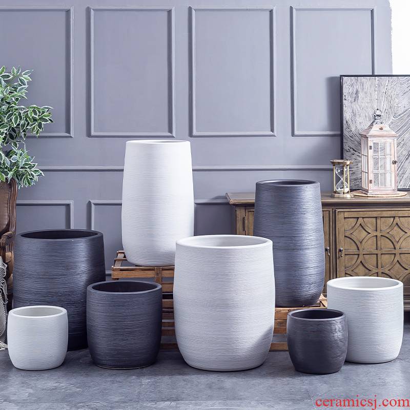Large ceramic flower pot Nordic modern contracted villa decoration furnishing articles creative clay ceramic Large hydroponic plant POTS