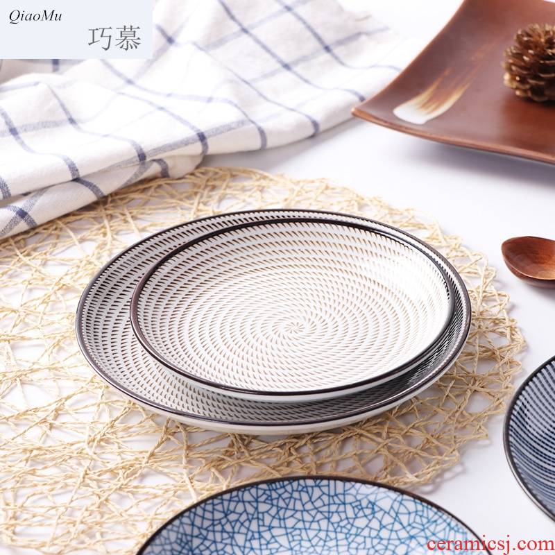 Qiao mu contracted under the glaze color of jingdezhen ceramic plate plate tableware suit creative dishes household Japanese side