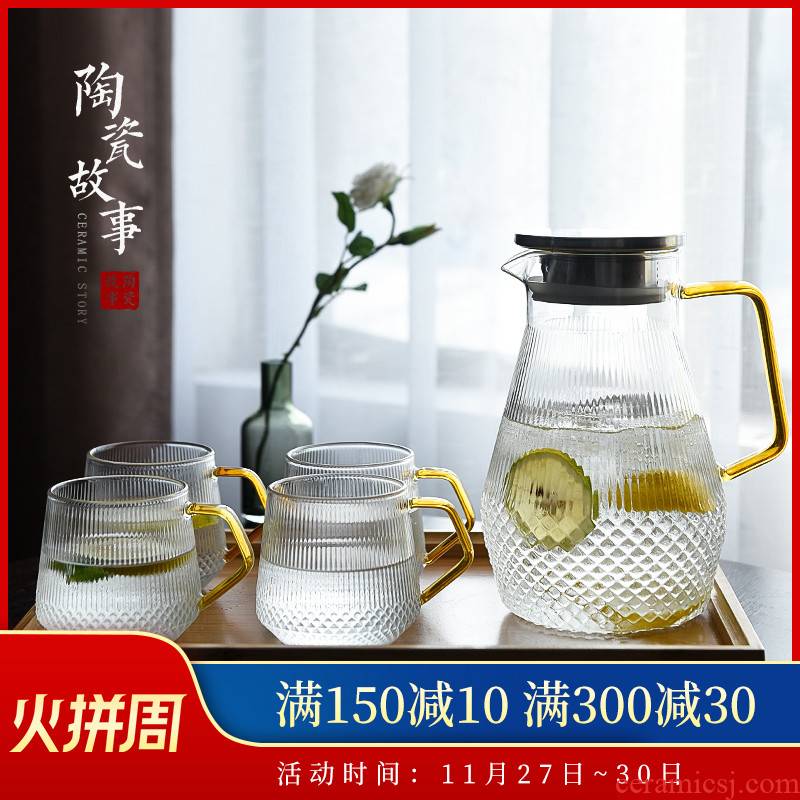 Ceramic cool story glass kettle high - temperature household super capacity thickening cold cold boiled water kettle cup suits for