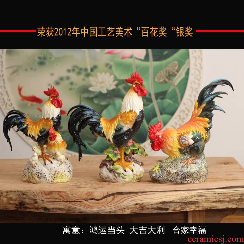 Jingdezhen made pottery big hen chicken family porcelain ceramic rooster China fierce rooster