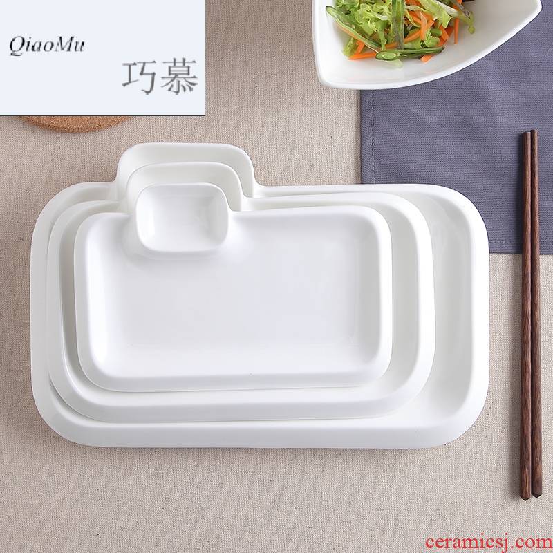 Qiao mu dumpling dish creative pure white ceramic plate snack dish fish sauce, household tableware with Japanese adults