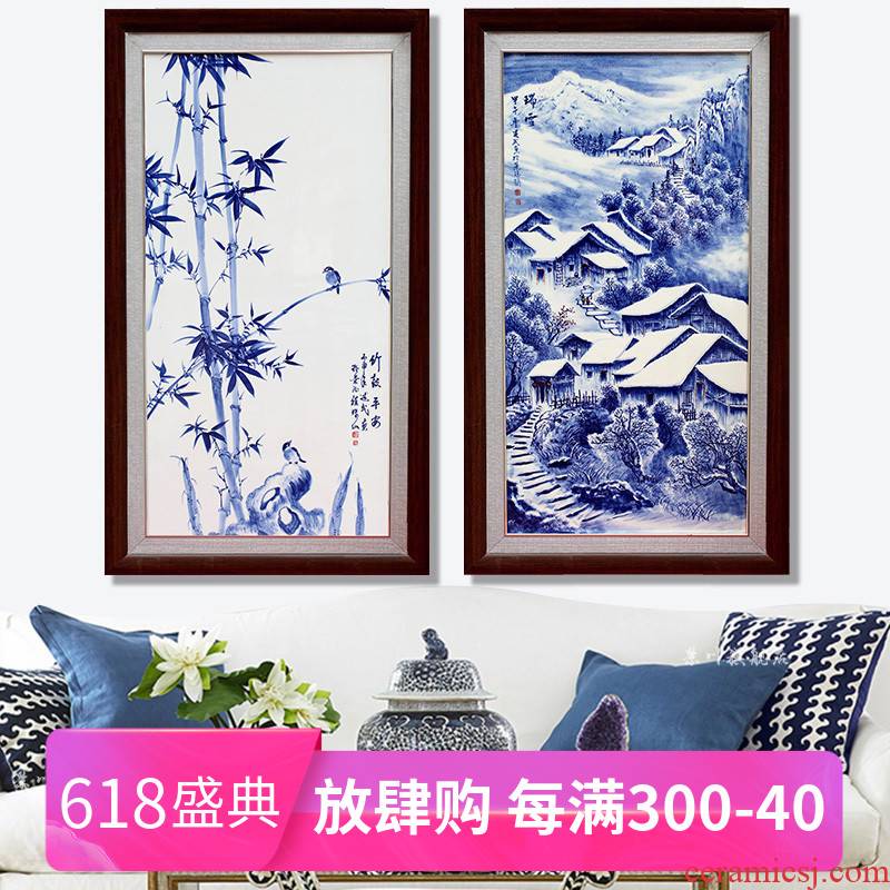 Jingdezhen ceramic painting hand - made porcelain plate painting the living room of the new Chinese style sofa setting wall study office decoration