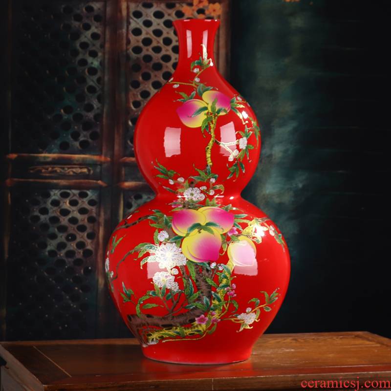 Gourd of large vases, jingdezhen ceramics China red fu lu shou sitting room adornment handicraft furnishing articles