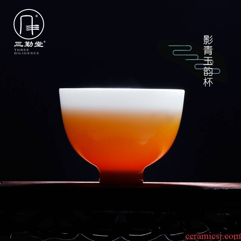 The Master cup single cup three frequently hall jingdezhen porcelain kung fu jade big pu 'er tea cups personal tea set