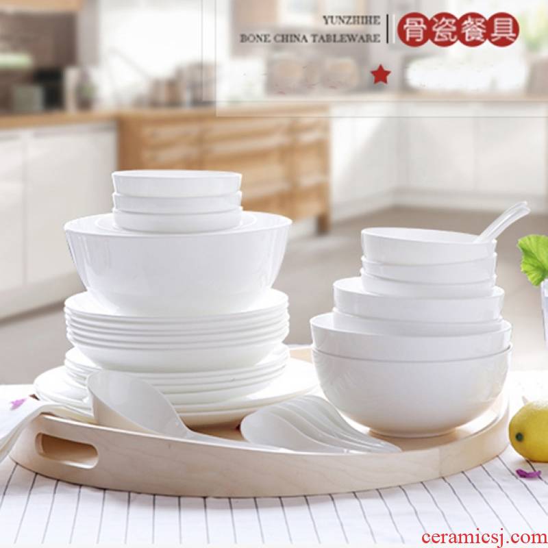 4 dishes suit household ceramic bowl pure simple bowl dish dish continental ipads porcelain tableware shadow JA