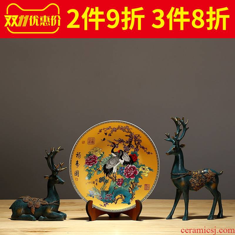 Jingdezhen ceramics hand - made decorative plates home sitting room porch handicraft TV ark, hang dish sat dish furnishing articles