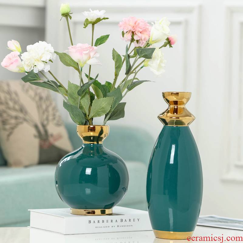 Jingdezhen paint ceramic vase Nordic light much dry flower adornment furnishing articles creative table contracted floral arrangements