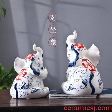 The elephant animal ceramic furnishing articles home sitting room TV ark adornment show originality of new Chinese style porch