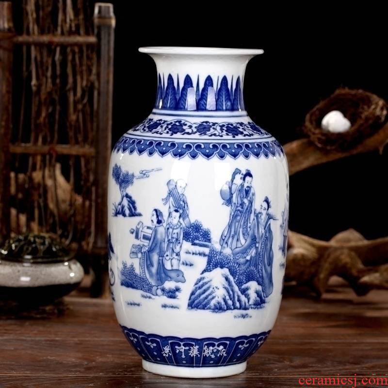 Archaize characters floret bottle of jingdezhen ceramics of blue and white porcelain vase mesa of sitting room adornment handicraft furnishing articles