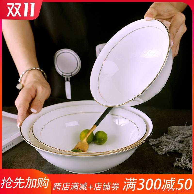 Jingdezhen household ipads porcelain ceramic eat rainbow such use large soup bowl basin of continental Jin Bianshang single contracted creative dish bowl